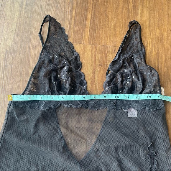 Victorias Secret Lace Lingerie Medium Nightgown Mesh Black Slip Y2K Babydoll - Picture 14 of 15